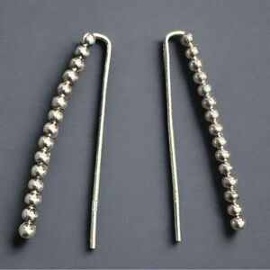 STERLING SILVER BALL DROP EARRINGS – MINIMALIST HOOK STYLE FOR WOMEN